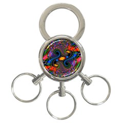 Abstract Fractal Artwork Colorful 3-ring Key Chain by Sudhe