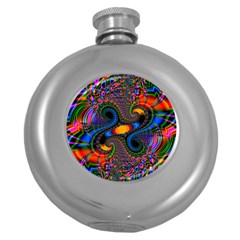 Abstract Fractal Artwork Colorful Round Hip Flask (5 Oz) by Sudhe