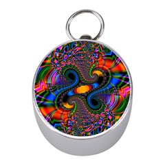 Abstract Fractal Artwork Colorful Mini Silver Compasses by Sudhe