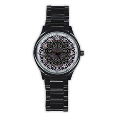 Digital Art Background Design Stainless Steel Round Watch