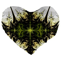 Abstract Fractal Pattern Artwork Large 19  Premium Flano Heart Shape Cushions