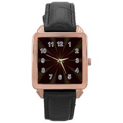 Fractal Artwork Idea Allegory Rose Gold Leather Watch 