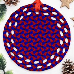 Background Texture Design Geometric Red Blue Round Filigree Ornament (two Sides) by Sudhe