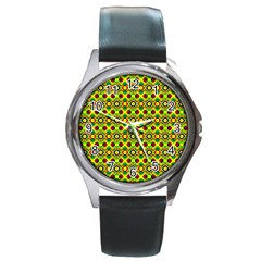 Background Pattern Geometrical Round Metal Watch by Sudhe