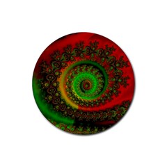 Abstract Fractal Pattern Artwork Art Rubber Round Coaster (4 Pack)  by Sudhe