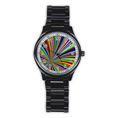 Background Design Pattern Colorful Stainless Steel Round Watch