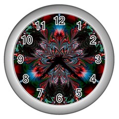 Abstract Flower Artwork Art Wall Clock (silver) by Sudhe