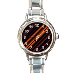 Background Pattern Lines Round Italian Charm Watch by Sudhe