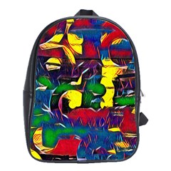 Colorful Shapes Abstract Painting                      School Bag (large) by LalyLauraFLM