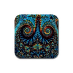 Abstract Art Fractal Creative Rubber Square Coaster (4 Pack)  by Sudhe