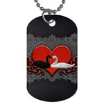 In Love, Wonderful Black And White Swan On A Heart Dog Tag (Two Sides) Front