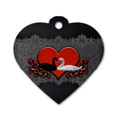 In Love, Wonderful Black And White Swan On A Heart Dog Tag Heart (two Sides) by FantasyWorld7