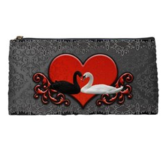 In Love, Wonderful Black And White Swan On A Heart Pencil Cases by FantasyWorld7