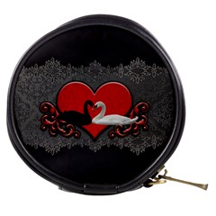 In Love, Wonderful Black And White Swan On A Heart Mini Makeup Bag by FantasyWorld7