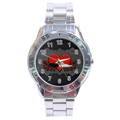 In Love, Wonderful Black And White Swan On A Heart Stainless Steel Analogue Watch by FantasyWorld7