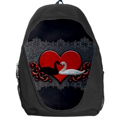 In Love, Wonderful Black And White Swan On A Heart Backpack Bag by FantasyWorld7