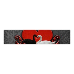 In Love, Wonderful Black And White Swan On A Heart Velvet Scrunchie by FantasyWorld7