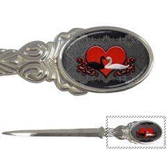 In Love, Wonderful Black And White Swan On A Heart Letter Opener by FantasyWorld7