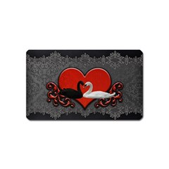 In Love, Wonderful Black And White Swan On A Heart Magnet (name Card) by FantasyWorld7