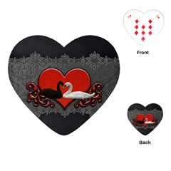 In Love, Wonderful Black And White Swan On A Heart Playing Cards Single Design (heart) by FantasyWorld7