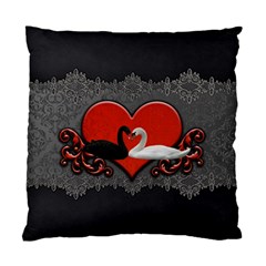 In Love, Wonderful Black And White Swan On A Heart Standard Cushion Case (one Side) by FantasyWorld7