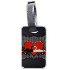 In Love, Wonderful Black And White Swan On A Heart Luggage Tag (two Sides) by FantasyWorld7