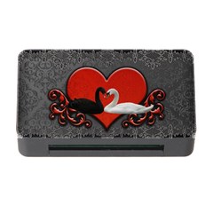 In Love, Wonderful Black And White Swan On A Heart Memory Card Reader With Cf by FantasyWorld7