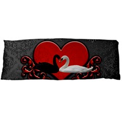 In Love, Wonderful Black And White Swan On A Heart Body Pillow Case (dakimakura) by FantasyWorld7