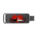 In Love, Wonderful Black And White Swan On A Heart Portable USB Flash (One Side) Front