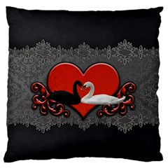 In Love, Wonderful Black And White Swan On A Heart Standard Flano Cushion Case (two Sides) by FantasyWorld7