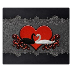 In Love, Wonderful Black And White Swan On A Heart Double Sided Flano Blanket (small)  by FantasyWorld7