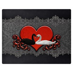 In Love, Wonderful Black And White Swan On A Heart Double Sided Flano Blanket (medium)  by FantasyWorld7