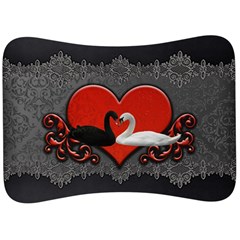 In Love, Wonderful Black And White Swan On A Heart Velour Seat Head Rest Cushion by FantasyWorld7