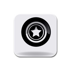 Star Black Button Rubber Square Coaster (4 Pack)  by Pakrebo