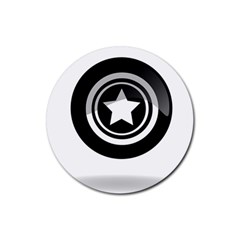 Star Black Button Rubber Round Coaster (4 Pack)  by Pakrebo