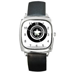 Star Black Button Square Metal Watch by Pakrebo