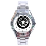 Star Black Button Stainless Steel Analogue Watch Front