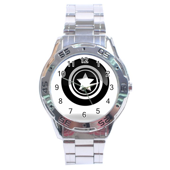 Star Black Button Stainless Steel Analogue Watch