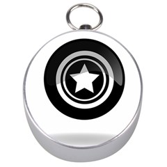 Star Black Button Silver Compasses by Pakrebo