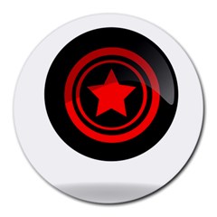 Star Black Red Button  Round Mousepads by Pakrebo