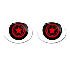 Star Black Red Button  Cufflinks (oval) by Pakrebo