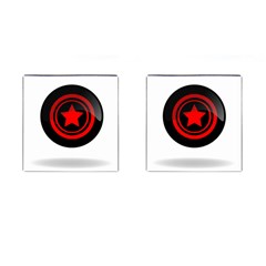 Star Black Red Button  Cufflinks (square) by Pakrebo