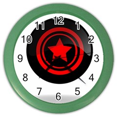 Star Black Red Button  Color Wall Clock by Pakrebo