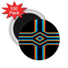 Cross Abstract Neon 2 25  Magnets (100 Pack)  by Pakrebo