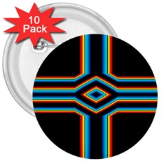 Cross Abstract Neon 3  Buttons (10 Pack)  by Pakrebo