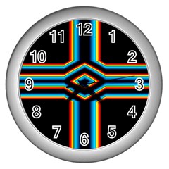 Cross Abstract Neon Wall Clock (silver) by Pakrebo