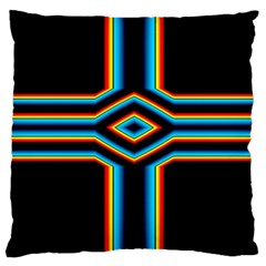 Cross Abstract Neon Large Cushion Case (one Side) by Pakrebo