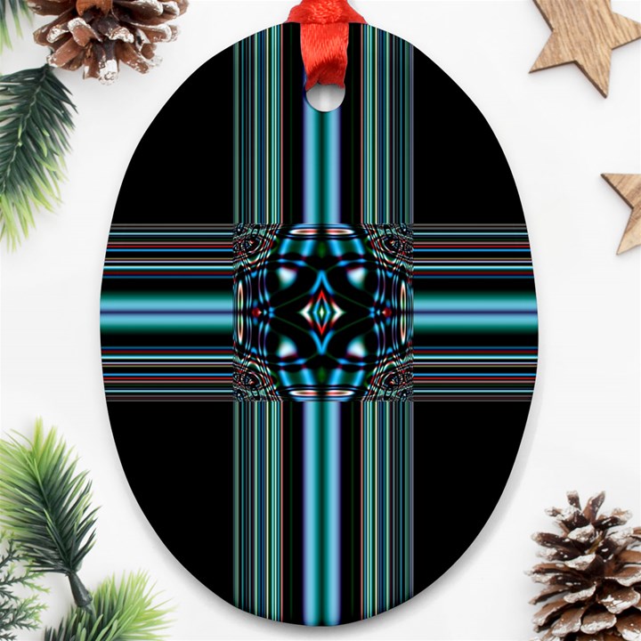 Cross Art Fractal Oval Ornament (Two Sides)