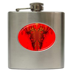 Digital Arts Fractals Futuristic Red Yellow Black Hip Flask (6 Oz)