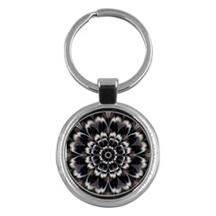 Abstract Digital Art Artwork Black White Key Chain (round) by Pakrebo